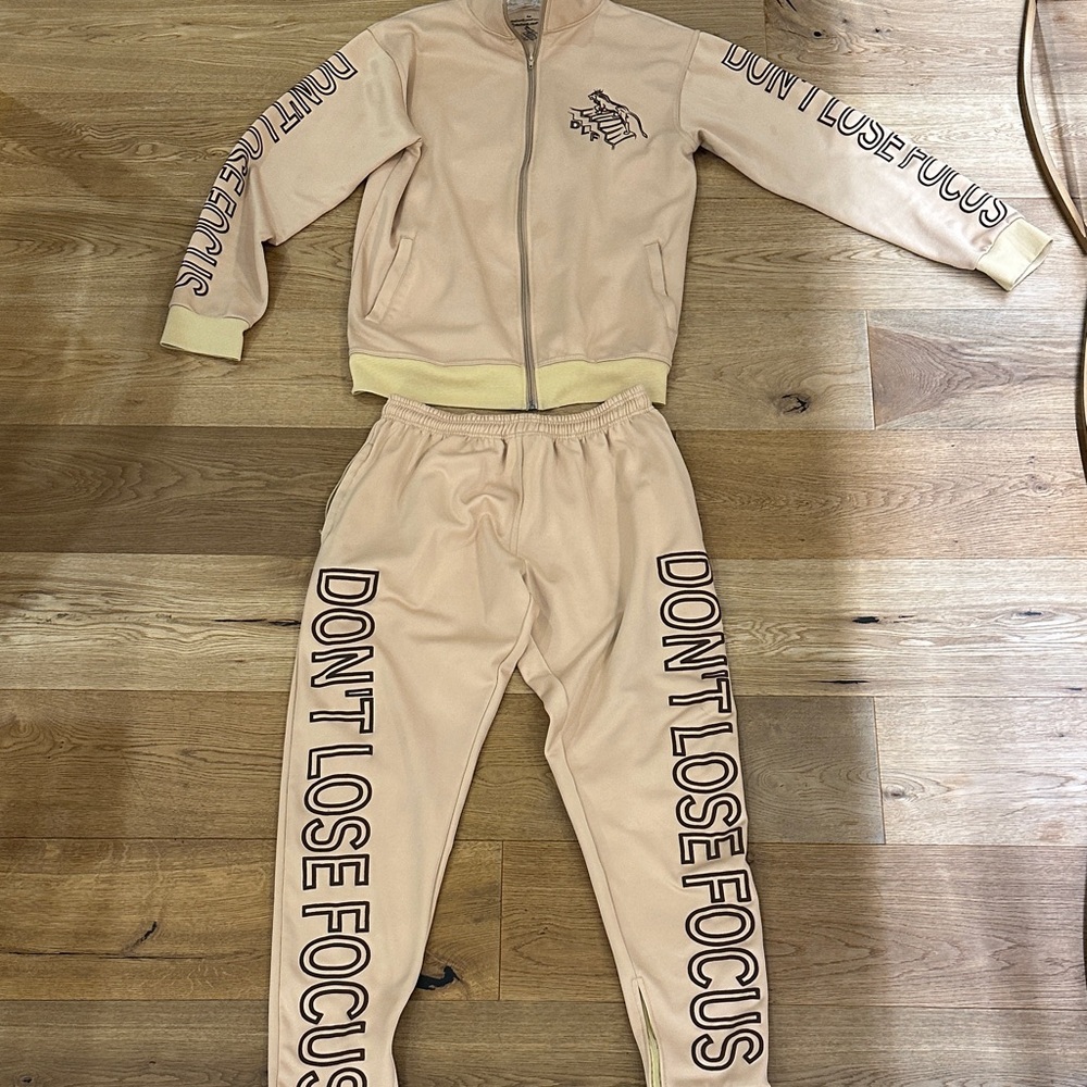 Men’s Beige Tracksuit with Motivational Text